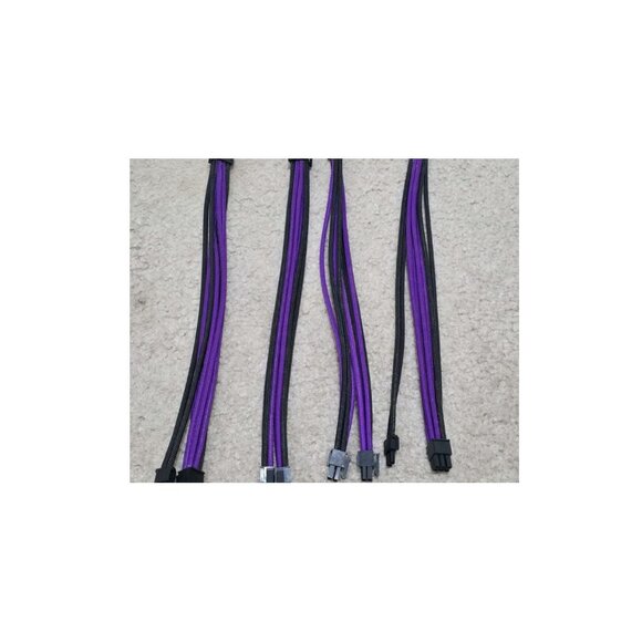 Custom Sleeved PSU Extension Cable Kit – Black & Purple (24-Pin, 8-Pin CPU, 8-Pi - Picture 4 of 11